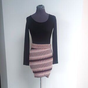 Valentino Spa Collection, Pull-On, Black, White, & Copper Mini Skirt - Size XS